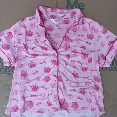 JUICY COURTURE QUEEN'S CROWN PYJAMA TOP IN PINK SIZE LARGE