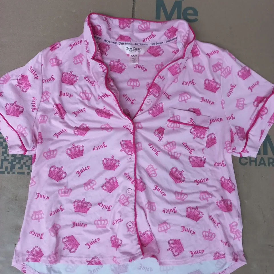 JUICY COURTURE QUEEN'S CROWN PYJAMA TOP IN PINK SIZE LARGE