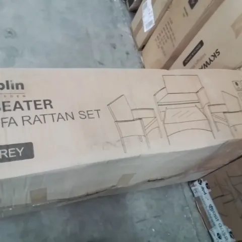 BOXED KEPLIN 4 SEATER SOFA RATTAN SET -GREY-
