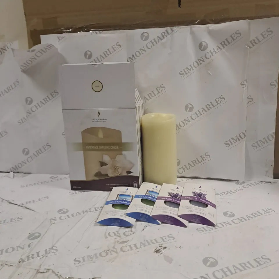 BOXED LUMINARA FRAGRANCE DIFFUSING PILLAR CANDLE 