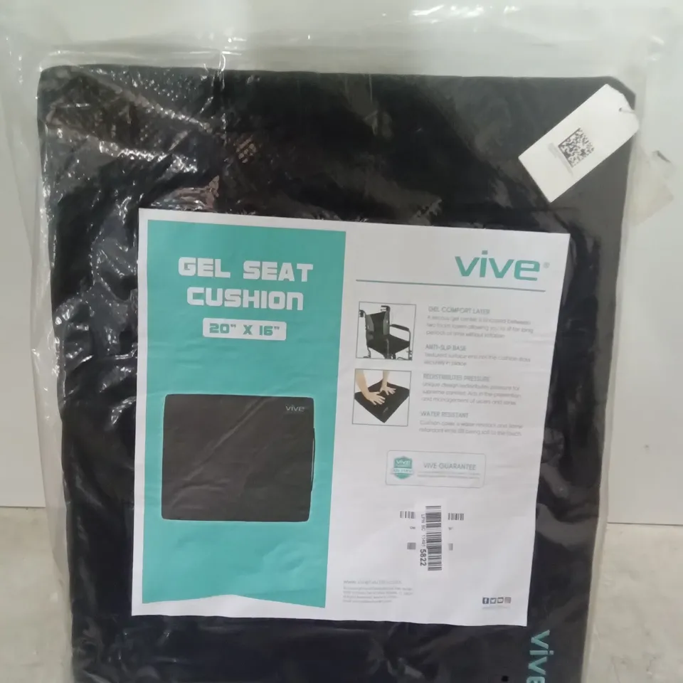 PACKAGED VIVE GEL SEAT CUSHION 20 X 16"