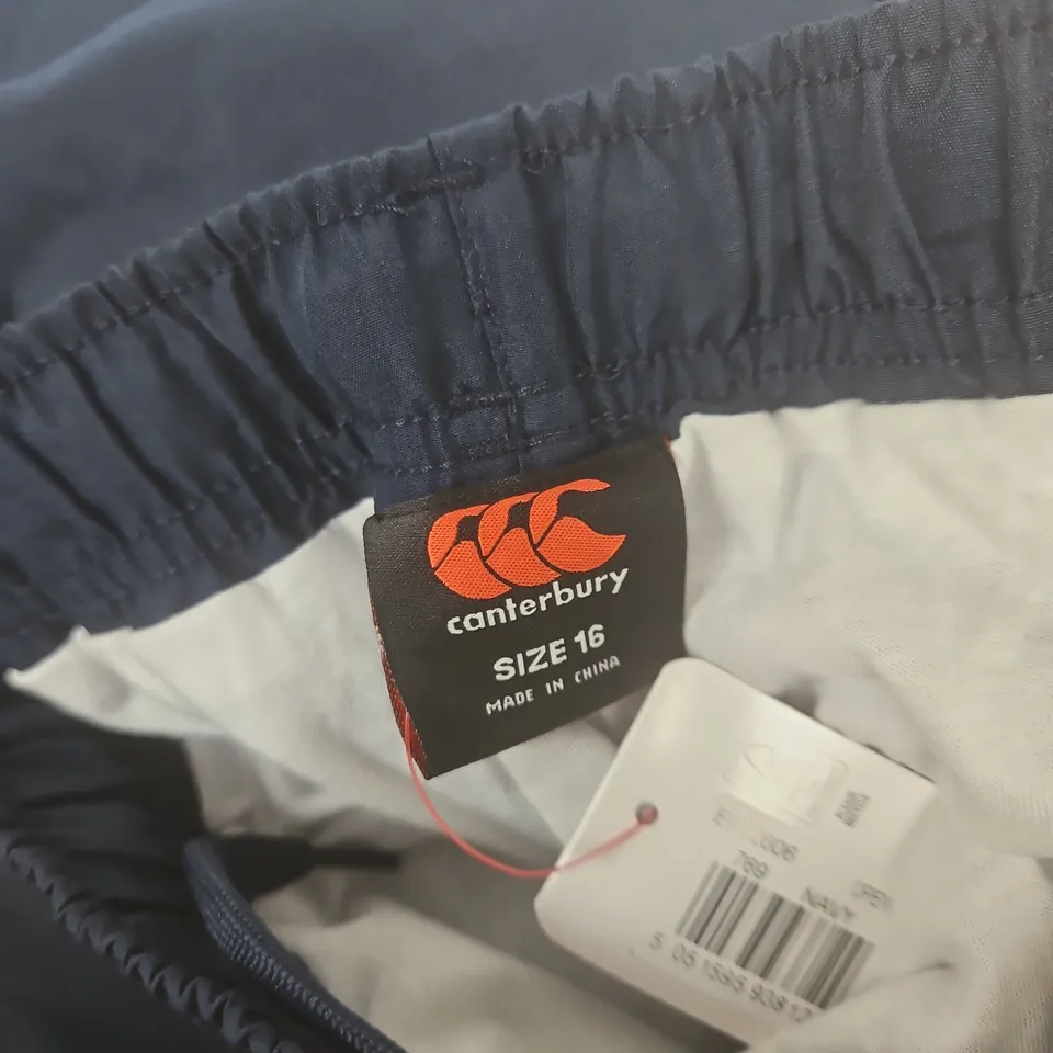 CANTERBURY OPEN HEM STADIUM PANTS IN NAVY - SIZE 16