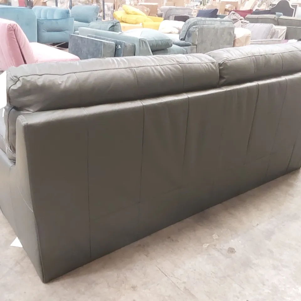 QUALITY DESIGNER AMBROSE LEATHER 3 SEATER SOFA - ELEPHANT GREY 
