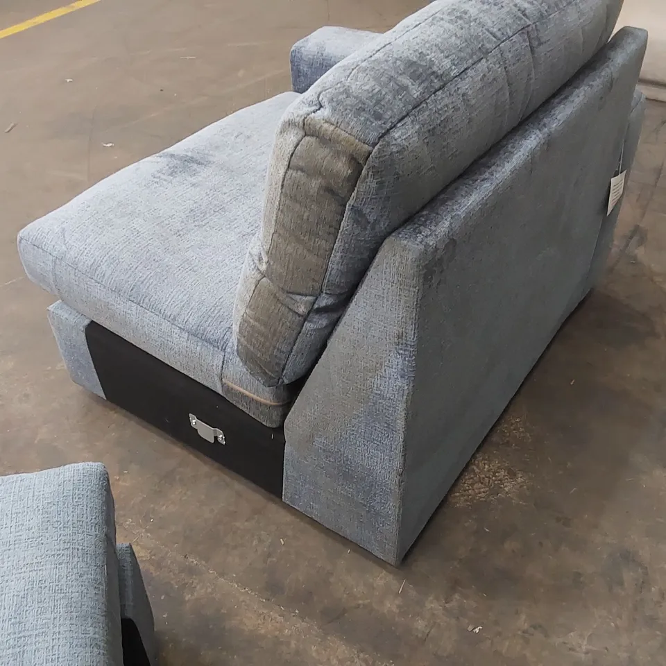 QUALITY DESIGNER MELROSE FABRIC 4 SEATER SOFA - BLUE