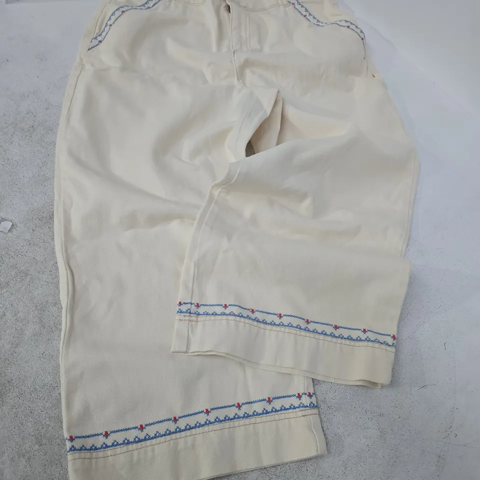 OLIVER BONAS WIDE LEG CROP JEANS – CREAM, UK 14