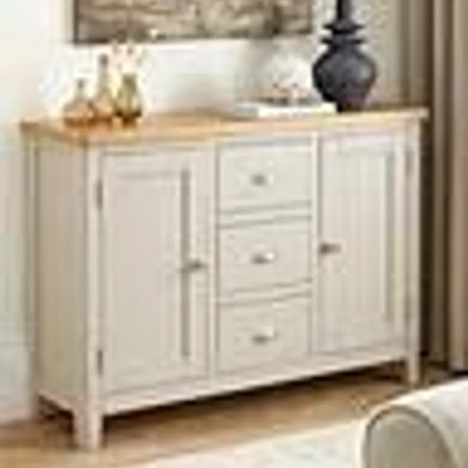 BOXED MALONE READY ASSEMBLED 2 DOOR 3 DRAWER SIDEBOARD - GREY OAK (1 BOX)