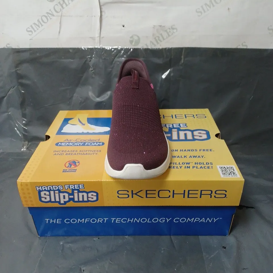 SKECHERS SLIP-INS TRAINERS PURPLE GLITTER SIZE 6
