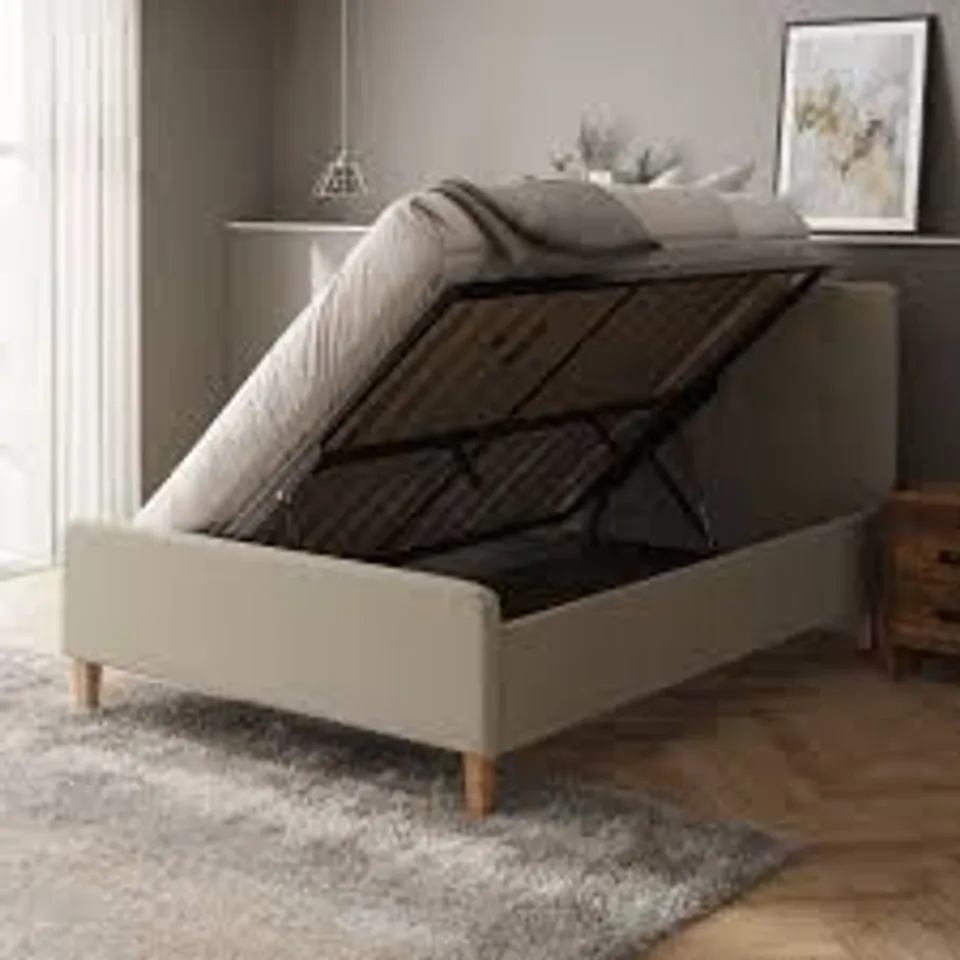 BOXED BUCKHAVEN UPHOLSTERED OTTOMAN BED - DARK GREY // SIZE: 3FT SINGLE (3 BOXES)