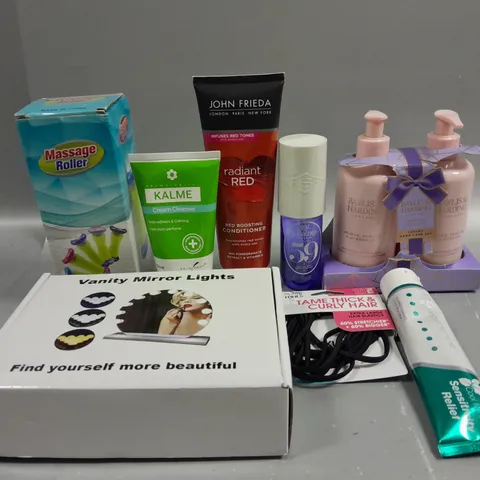 APPROXIMATELY 15 ASSORTED COSMETICS AND BEAUTY ITEMS TO INCLUDE JOHN FRIEDA, BAYLIS AND HARDING AND KALME