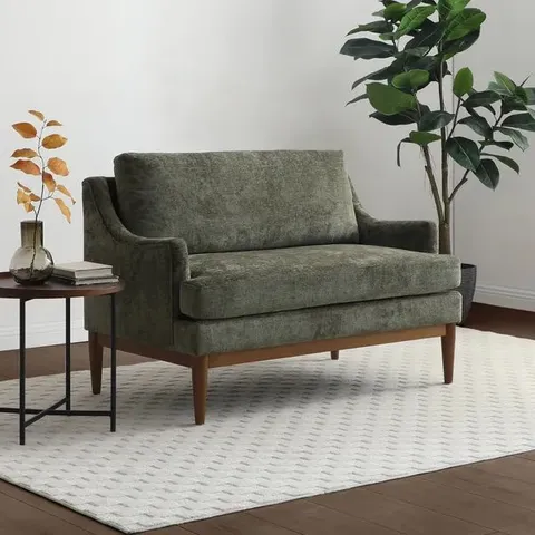 BOXED ZELLA OLIVE CHENILLE 2 SEATER SOFA (1 BOX)