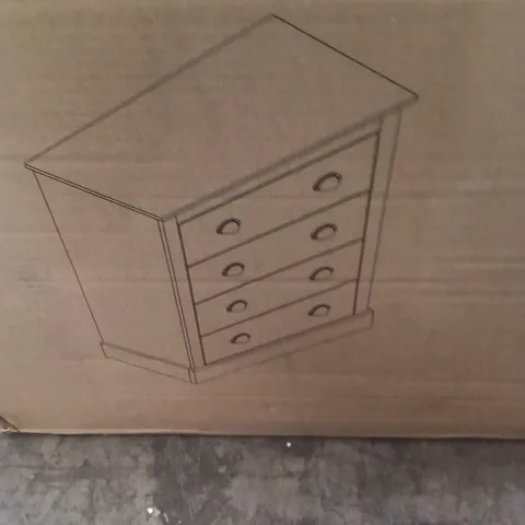 BOXED 4 DRAWER BEDROOM CABINET - MEDIUM - LIGHT GREY