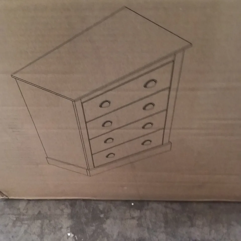 BOXED 4 DRAWER BEDROOM CABINET - MEDIUM - LIGHT GREY