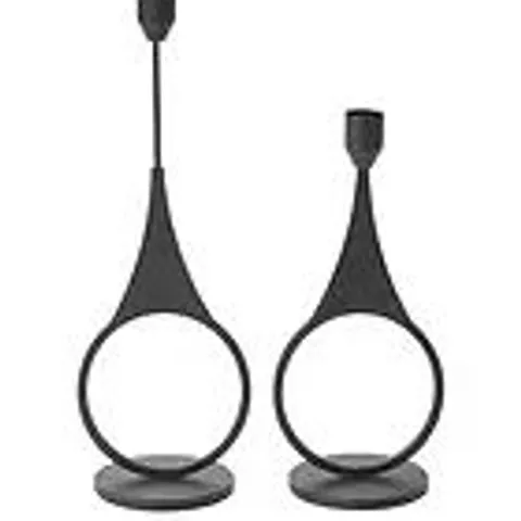 MICHELLE KEEGAN HOME SET OF 2 BLACK ABSTRACT CANDLE HOLDERS 