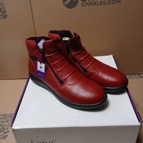 LOTUS ATLANTA RED LEATHER ANKLE BOOTS – UK 7