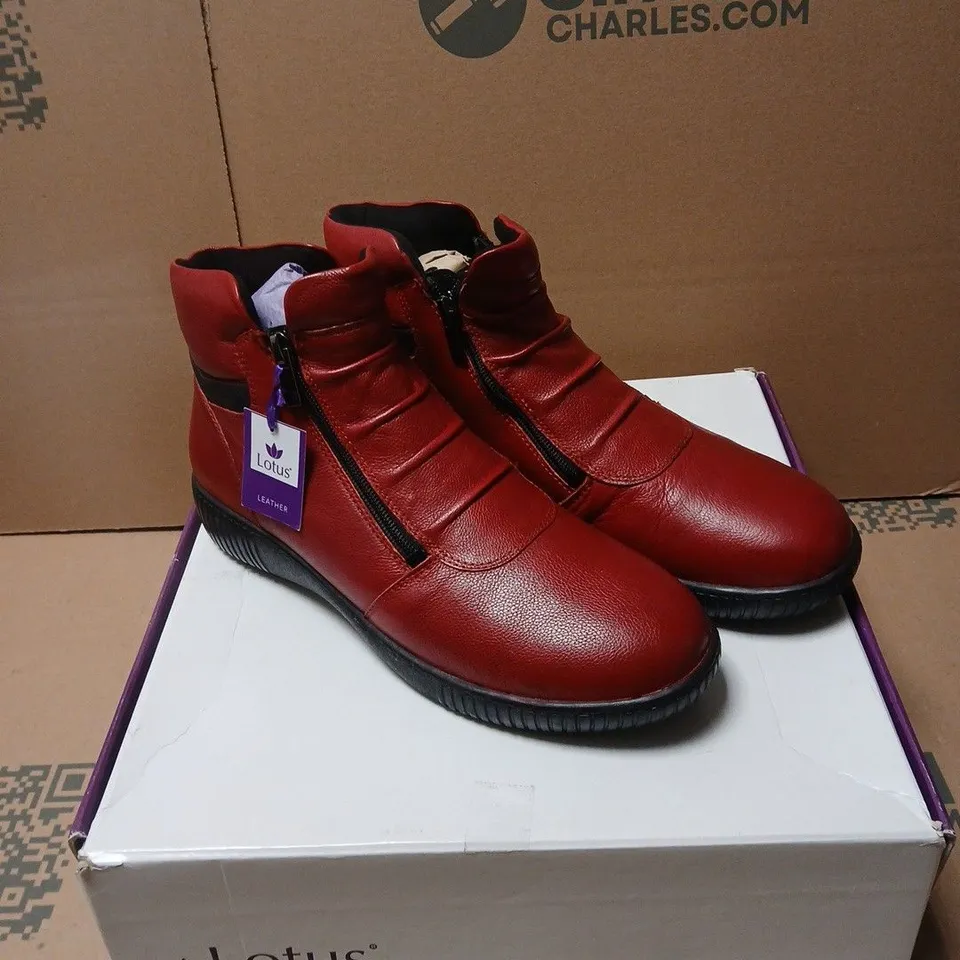 LOTUS ATLANTA RED LEATHER ANKLE BOOTS – UK 7