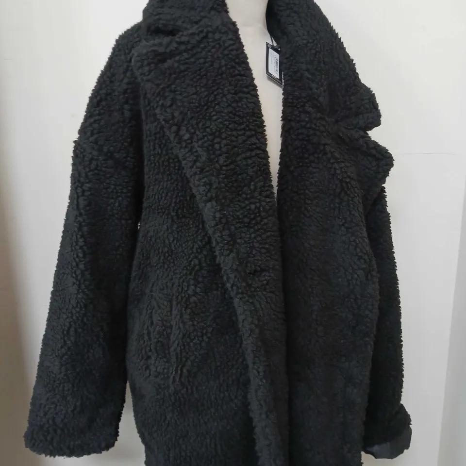 PLT BLACK BORG LONG COAT - SIZE 16