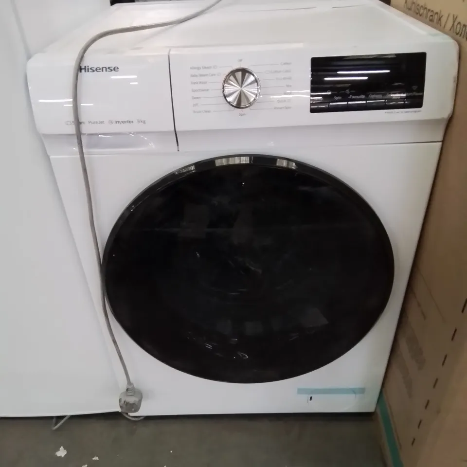 HISENSE 9KG STEAM INVERTER 1400 SPIN WASHING MACHINE IN WHITE 