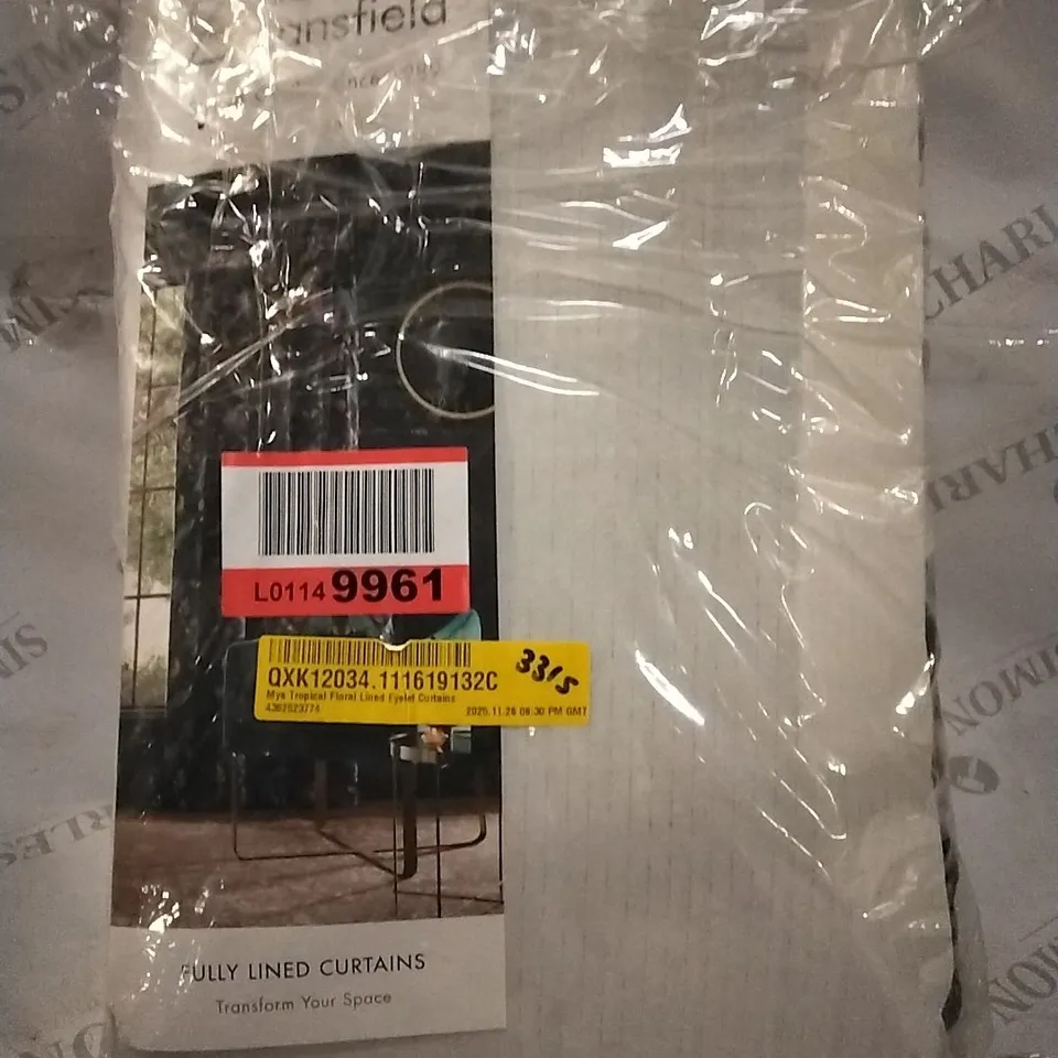 BAGGED MYA TROPICAL FLORAL LINED EYELET CURTAINS 168X137CM