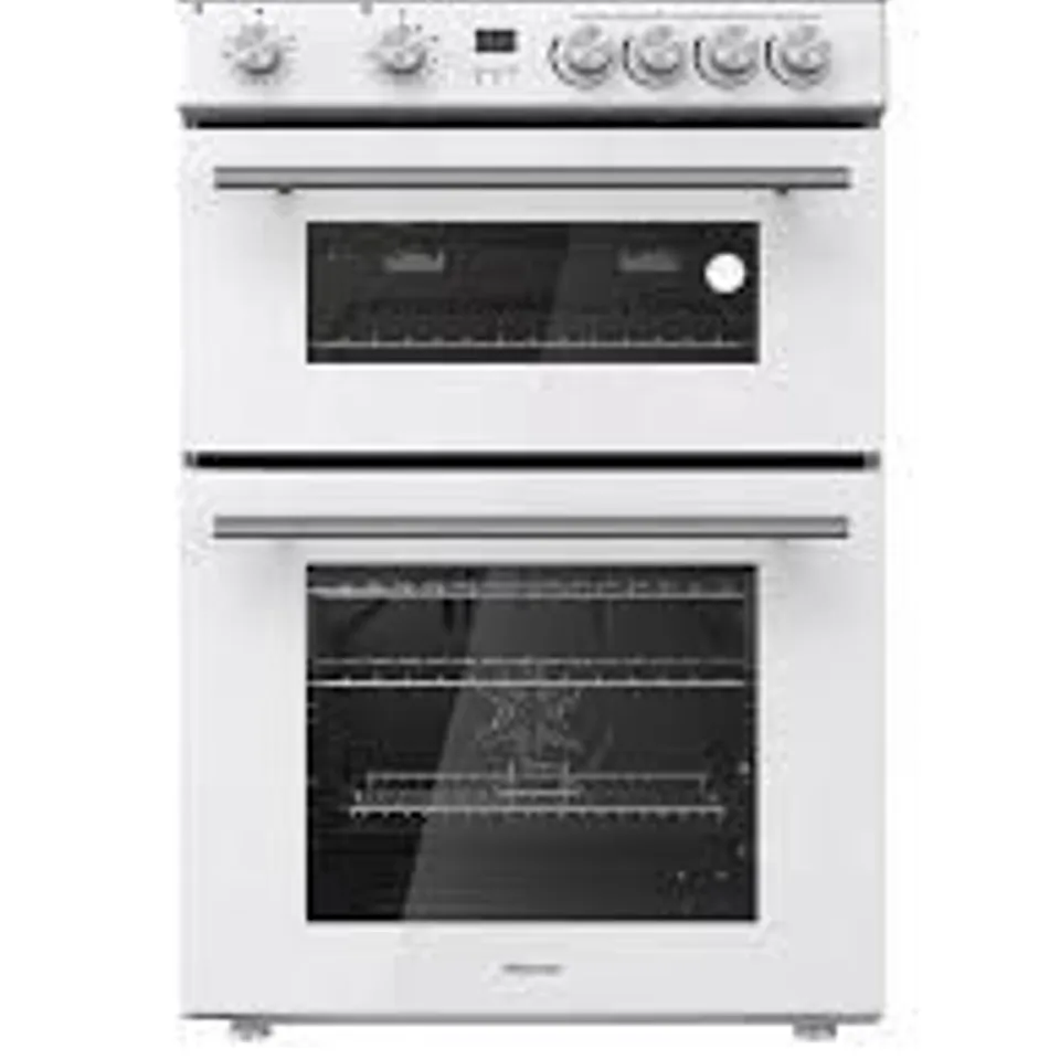BOXED SWAN SX16730W 60CM ELECTRIC DOUBLE OVEN CERAMIC HOB COOKER - WHITE