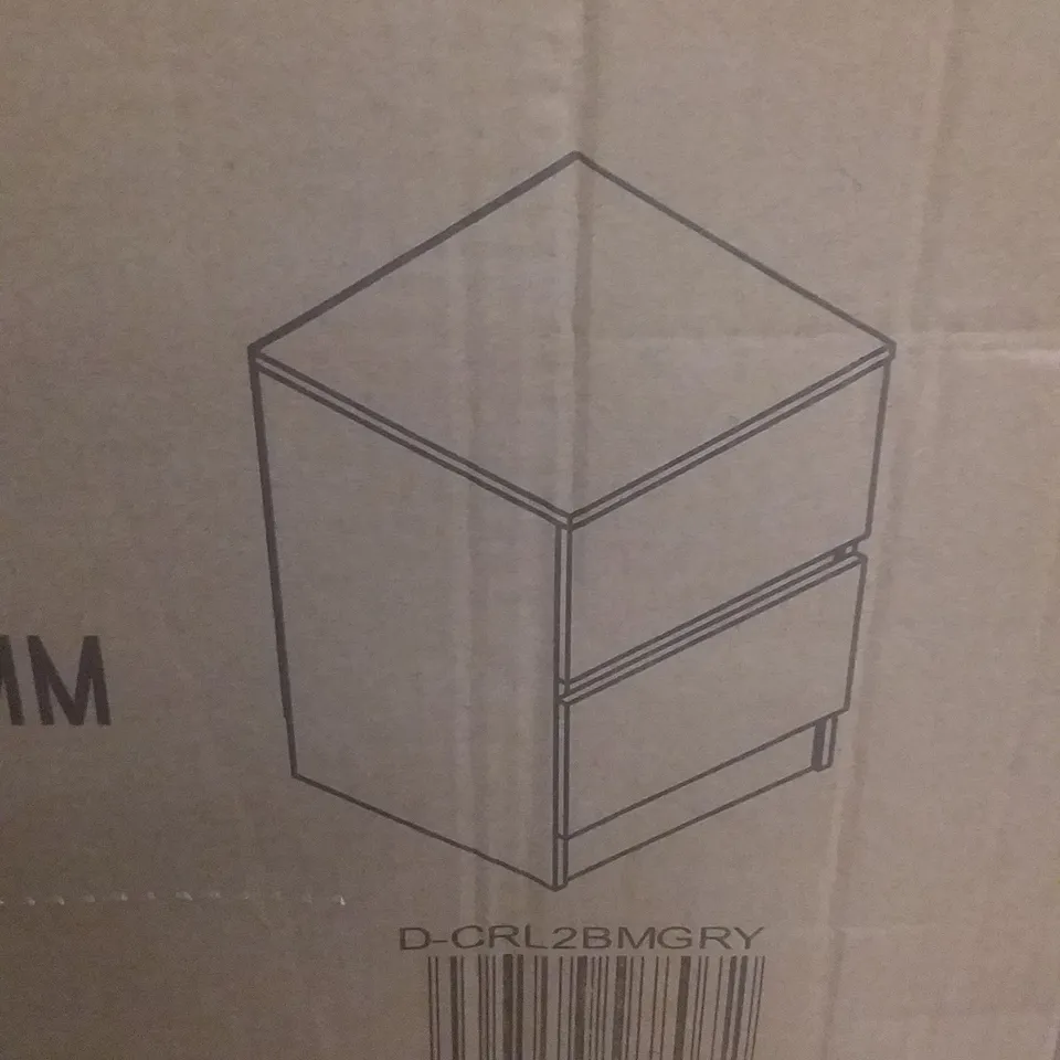 BOXED CARLTON 2 DRAWER BEDSIDE CABINET - GREY MATT