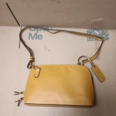 ASHWOOD DOUBLE COMPARTMENT CROSS BODY GENUINE LEATHER BAG WITH SEPARATE COIN PURSE - MUSTARD YELLOW 
