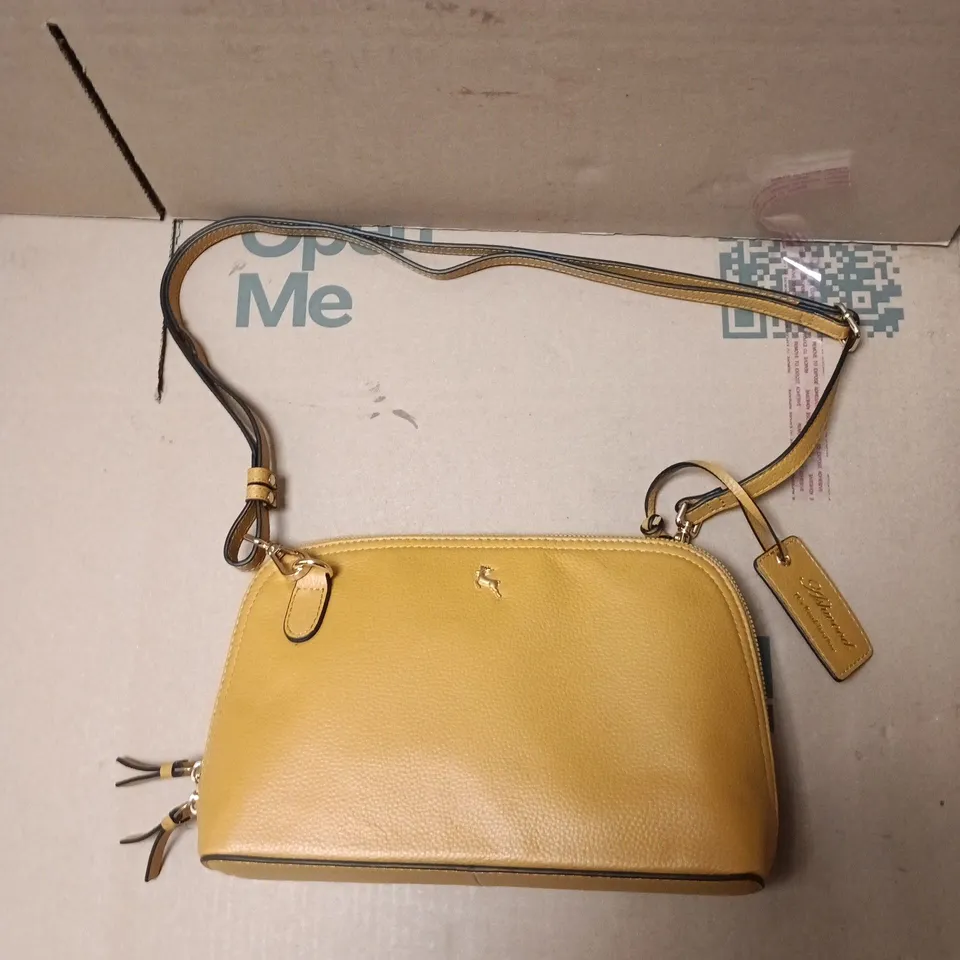 ASHWOOD DOUBLE COMPARTMENT CROSS BODY GENUINE LEATHER BAG WITH SEPARATE COIN PURSE - MUSTARD YELLOW