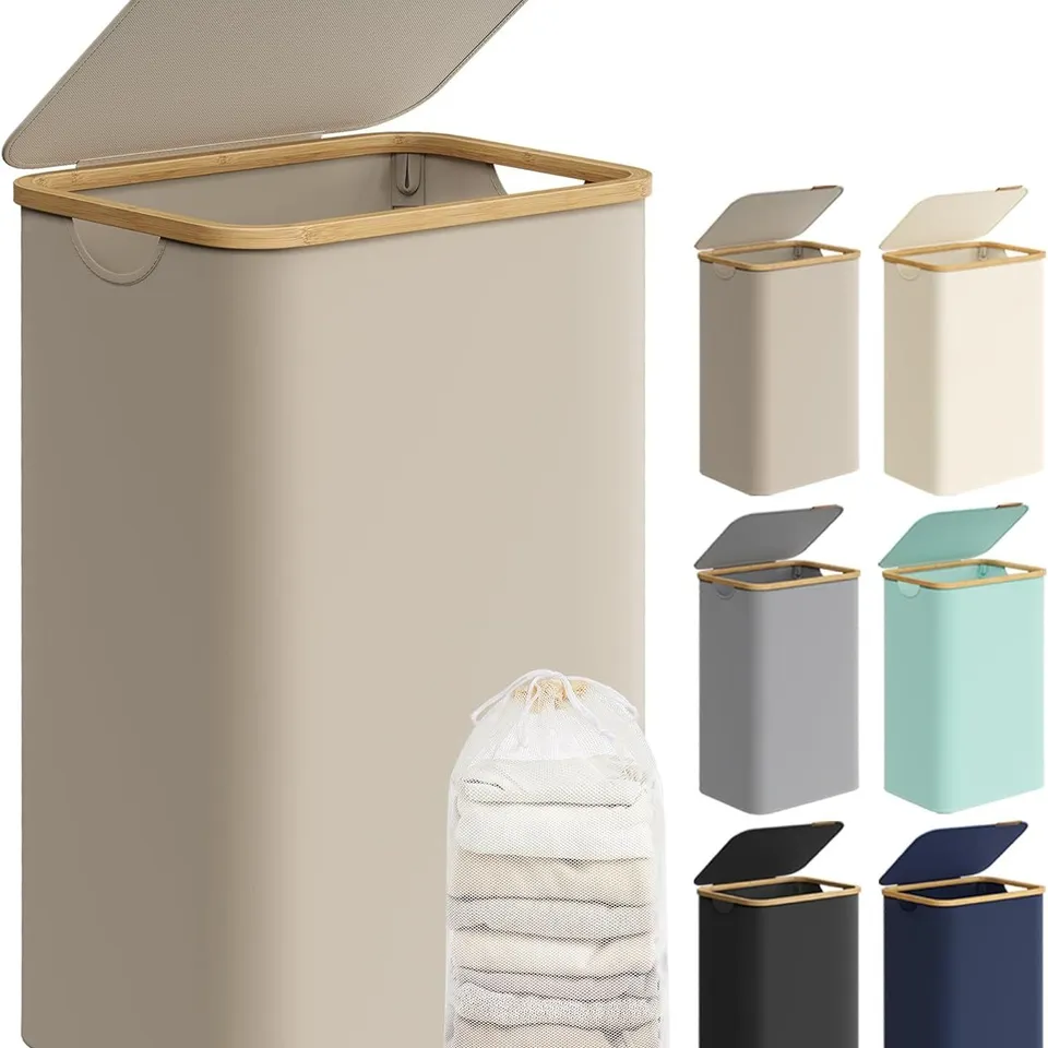 BOXED SONGMICS LAUNDRY BASKET WITH LID - BROWN 