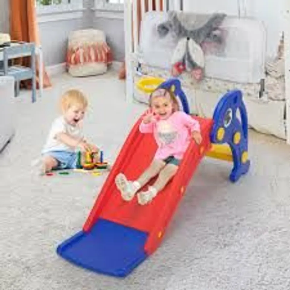 BOXED KIDS SLIDE PLAY SET FOR TODDLERS WITH BASKETBALL HOOP AND BALL