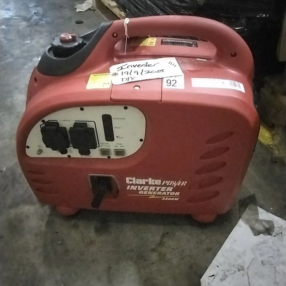 CLARKE IG2200A 2.2KW PETROL INVERTER GENERATOR 