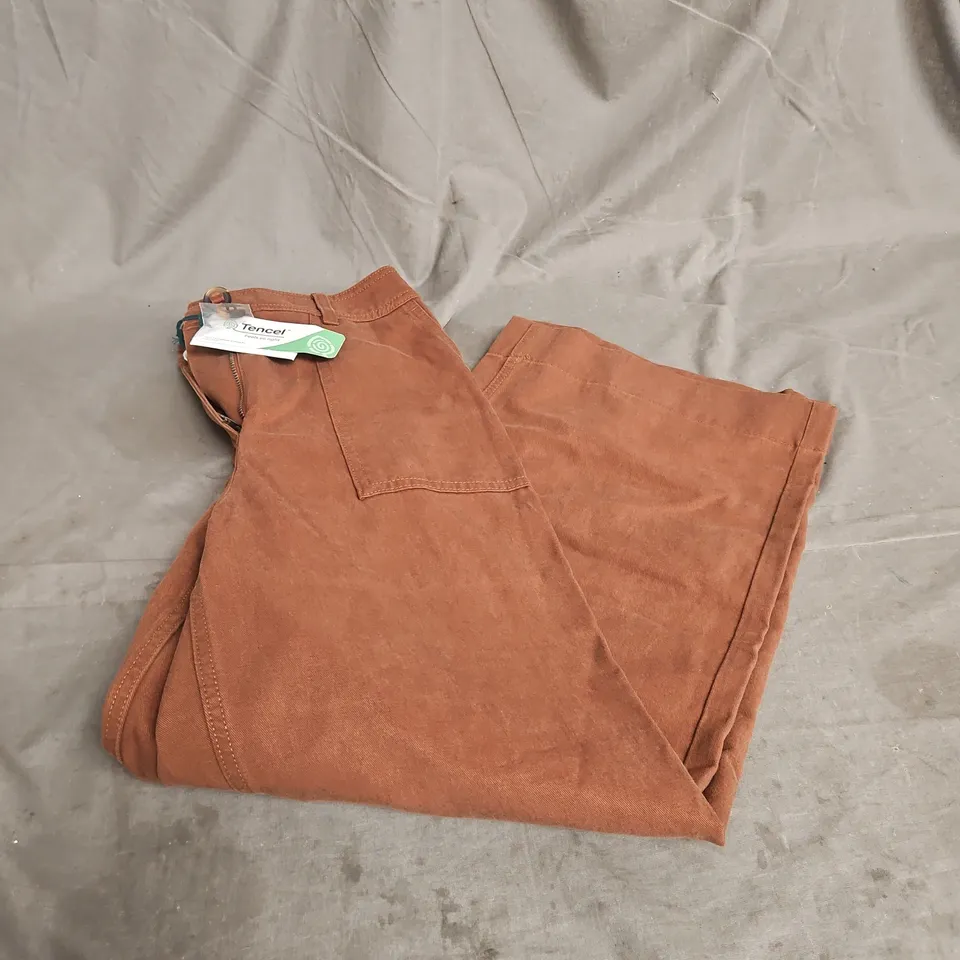 WHITE STUFF ROMY WIDE LEG CROPPED TROUSER IN DARK TAN SIZE 8/R