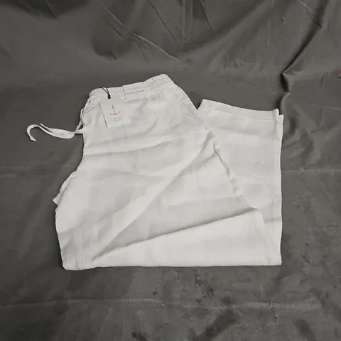 SEASALT CORNWALL DIPPING SUN RELAXED TAPERED 7/8TH TROUSERS IN CHALK SIZE 14