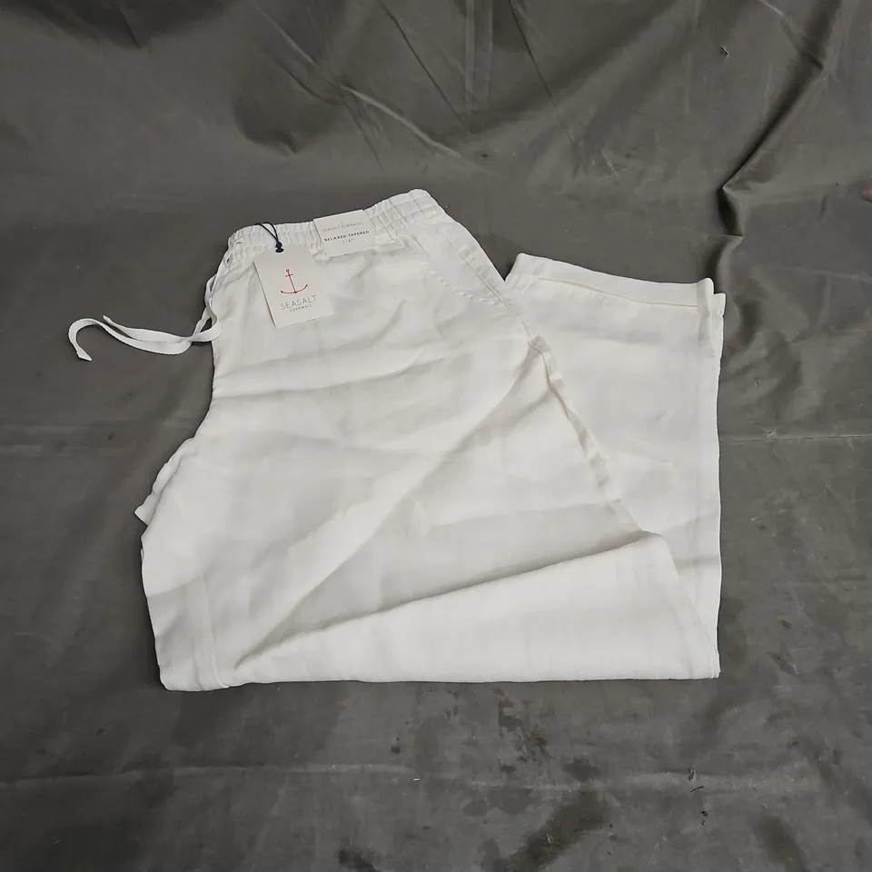 SEASALT CORNWALL DIPPING SUN RELAXED TAPERED 7/8TH TROUSERS IN CHALK SIZE 14
