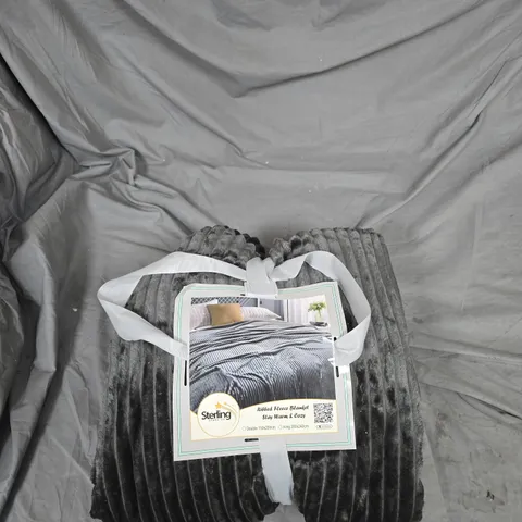 STERLING RIBBED FLEECE BLANKET – GREY, STAY WARM & COZY