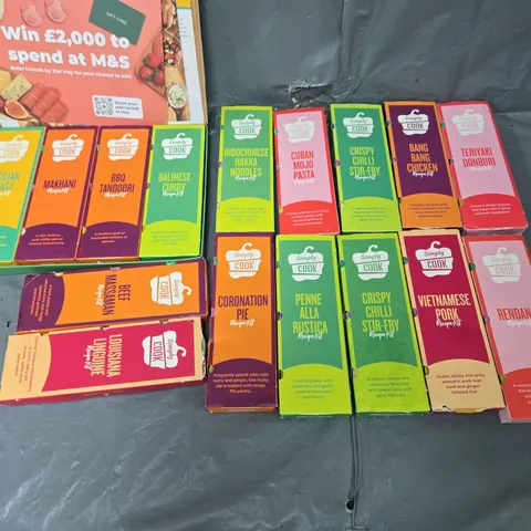APPROXIMATELY 20 SIMPLY COOK RECIPE KITS TO INCLUDE RENDANG, MAKHANI, AND SICILIAN ROAST ETC.