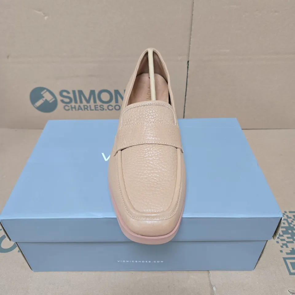 VIONIC WOMEN'S LEATHER PENNY LOAFERS – BEIGE UK 8 BOXED