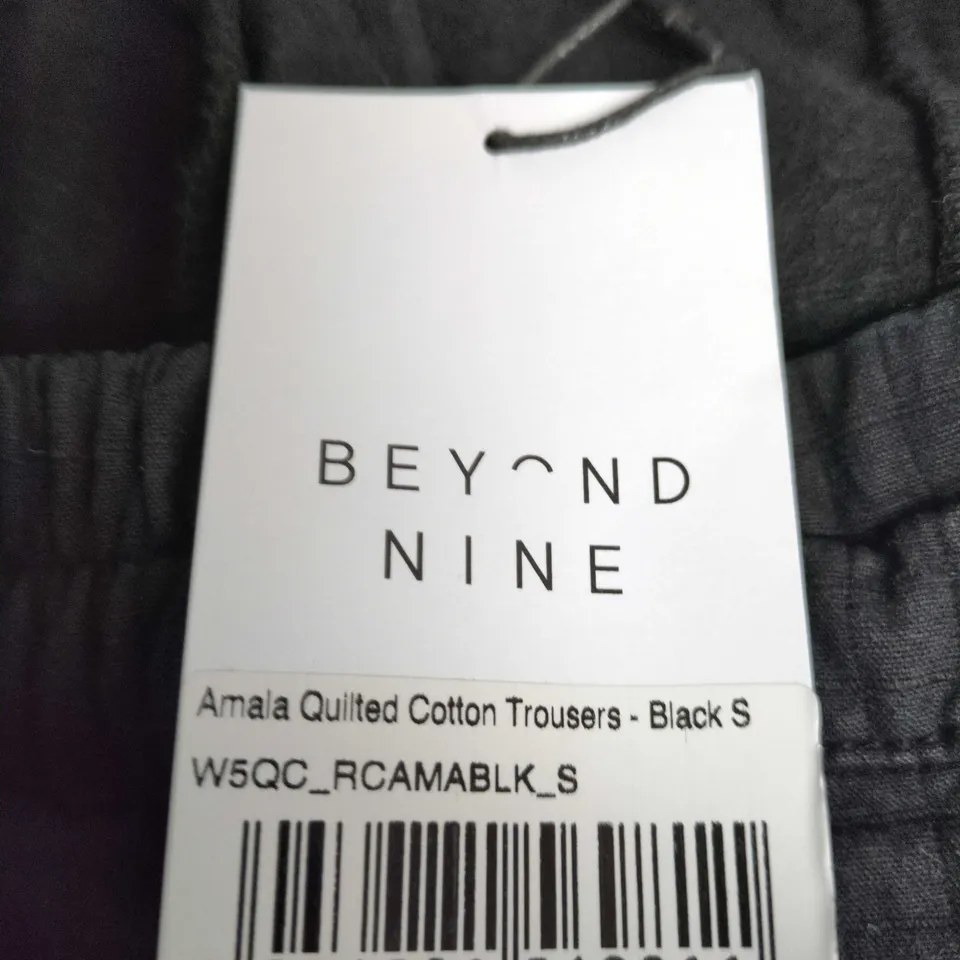 BEYOND NINE AMALA QUILTED COTTON TROUSERS - BLACK - UK SIZE S