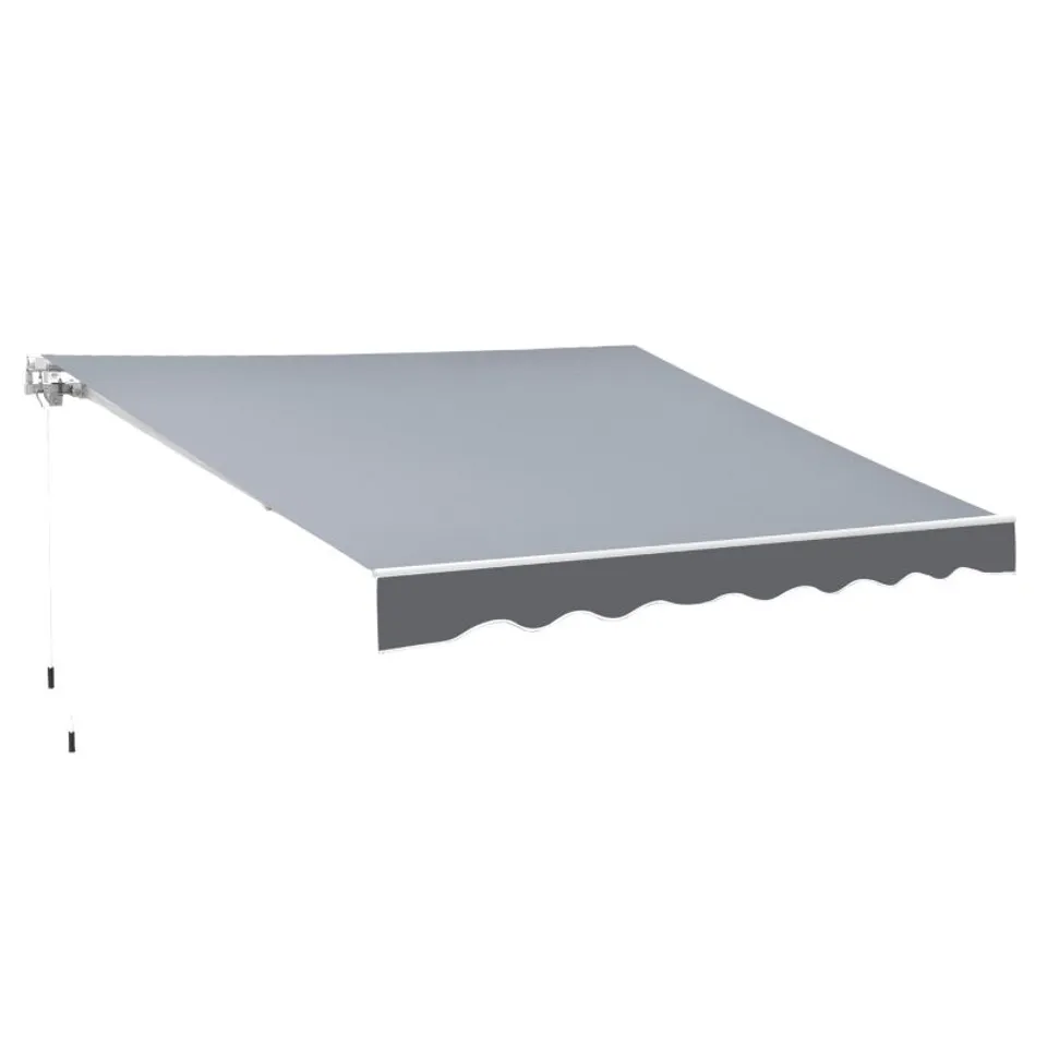 BOXED OUTSUNNY 2.5M X 2M GARDEN PATIO MANUAL AWNING CANOPY SUN SHADE SHELTER RETRACTABLE WITH WINDING HANDLE GREY (1 BOX)