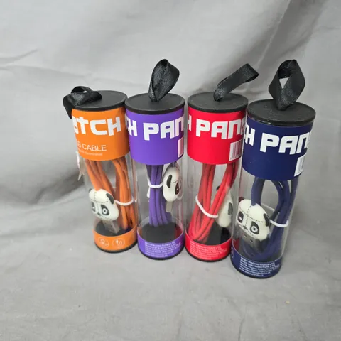 APPROXIMATELY 20 ASSORTED PATCH USB LIGHTNING CONNECTORS CABLES TO INCLUDE ORANGE , PURPLE, RED & NAVY VARIATIONS 