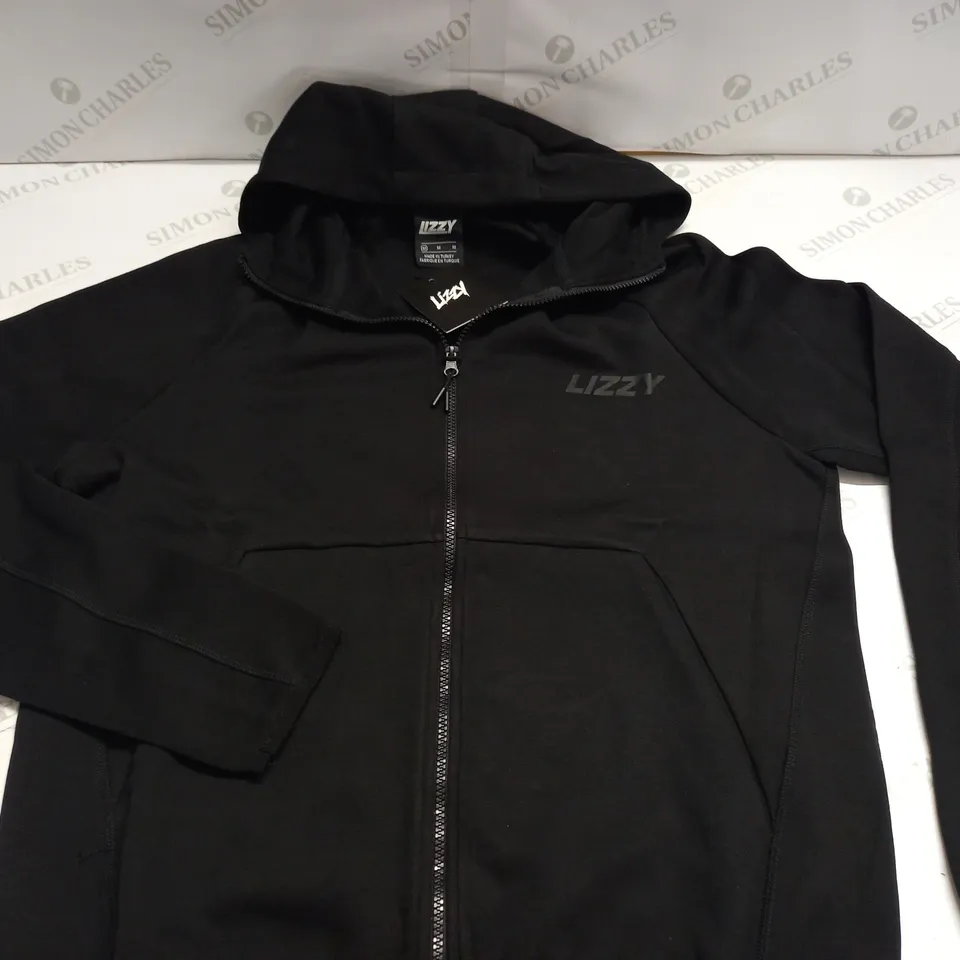 LIZZY BLACK ZIP THROUGH HOODIE - M