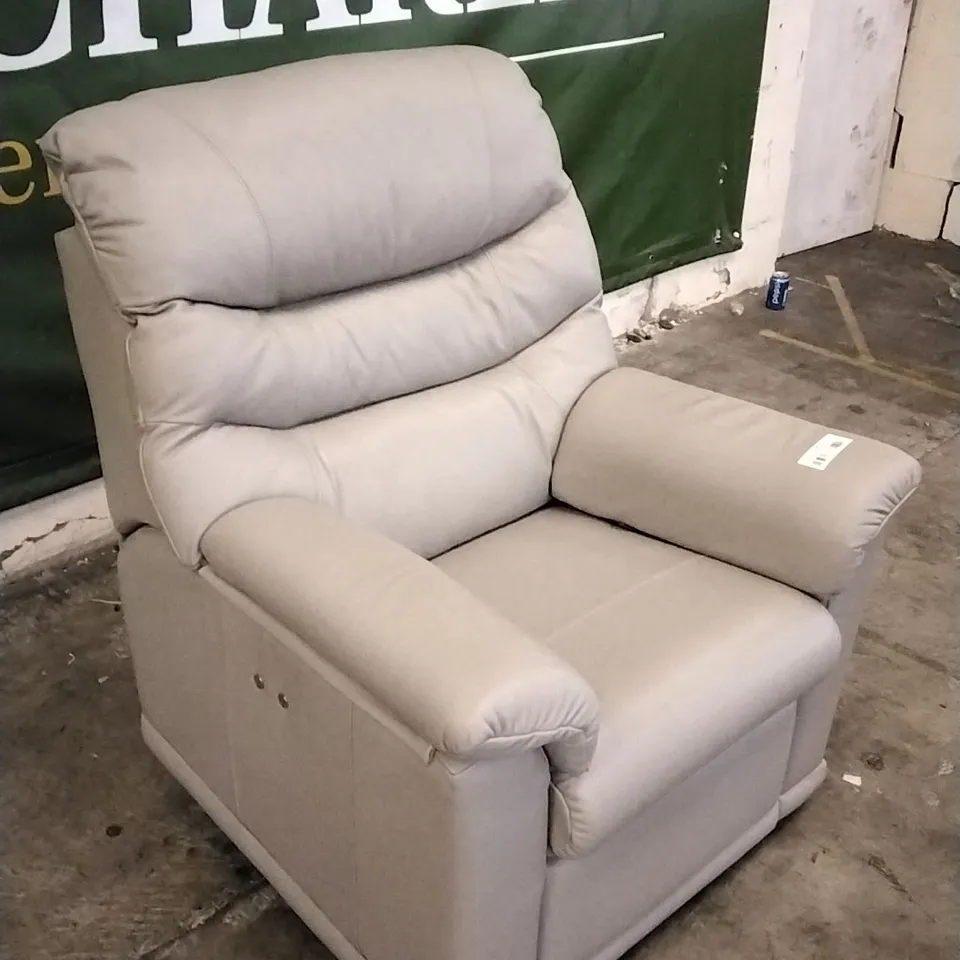 QUALITY BRITISH DESIGNED & MANUFACTURED G PLAN MALVERN POWER RECLINER ARMCHAIR CAPRI MIST LEATHER