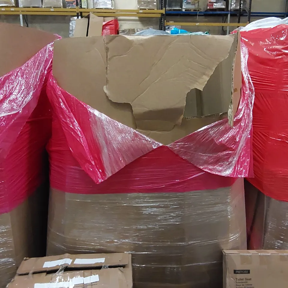 PALLET OF ASSORTED ITEMS INCLUDING: ELLIPTICAL MACHINE, OFFICE CHAIR, AIR BED, TOILET SEAT
