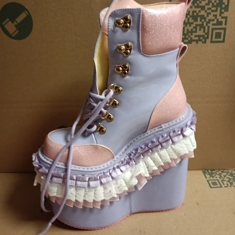 BOXED KOI CUPCAKE TOWERS PLATFORM BOOTS - PURPLE, UK5