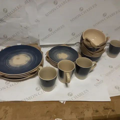 PREMIER HOUSEWARES BLUE 16-PIECE STONEWARE DINNER SET