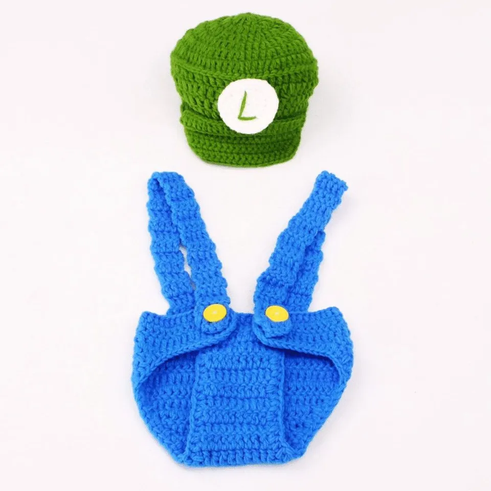 APPROXIMATELY 4 BRAND NEW CROCHET LUIGI DRESS UP OUTFIT