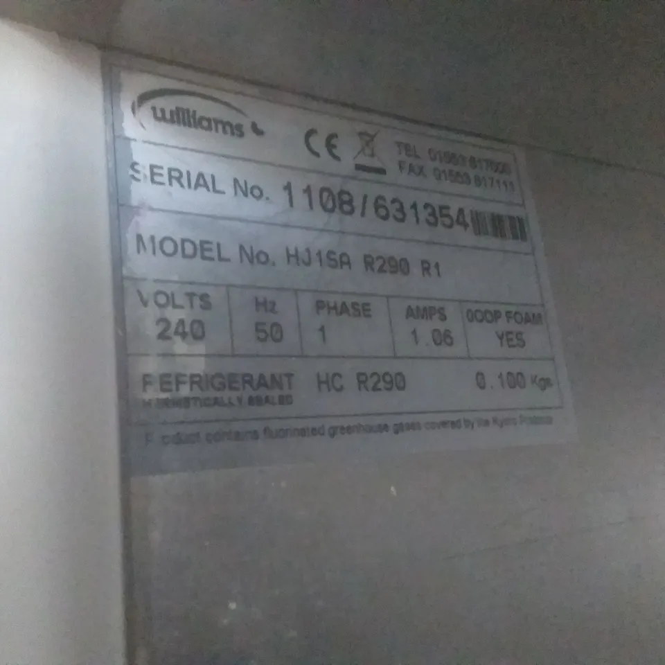 WILLIAM'S HJ1SA R290 R1 SINGLE DOOR COMMERCIAL REFRIGERATOR 