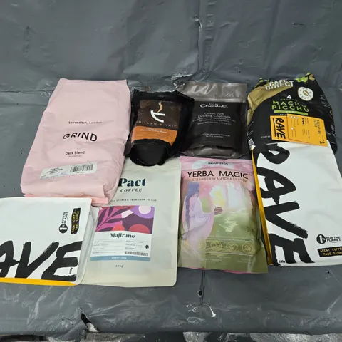 APPROXIMATELY 6 ASSORTED COFFEE PRODUCTS TO INCLUDE RAVE, GRIND, AND PACT ETC.