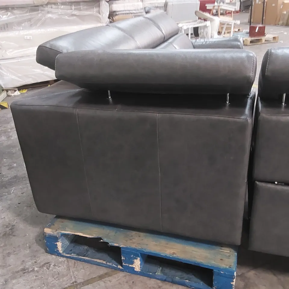 QUALITY DESIGNER ITALIAN MADE RICCARDO LEATHER ELECTRIC RECLINING CORNER SOFA - DARK GREY