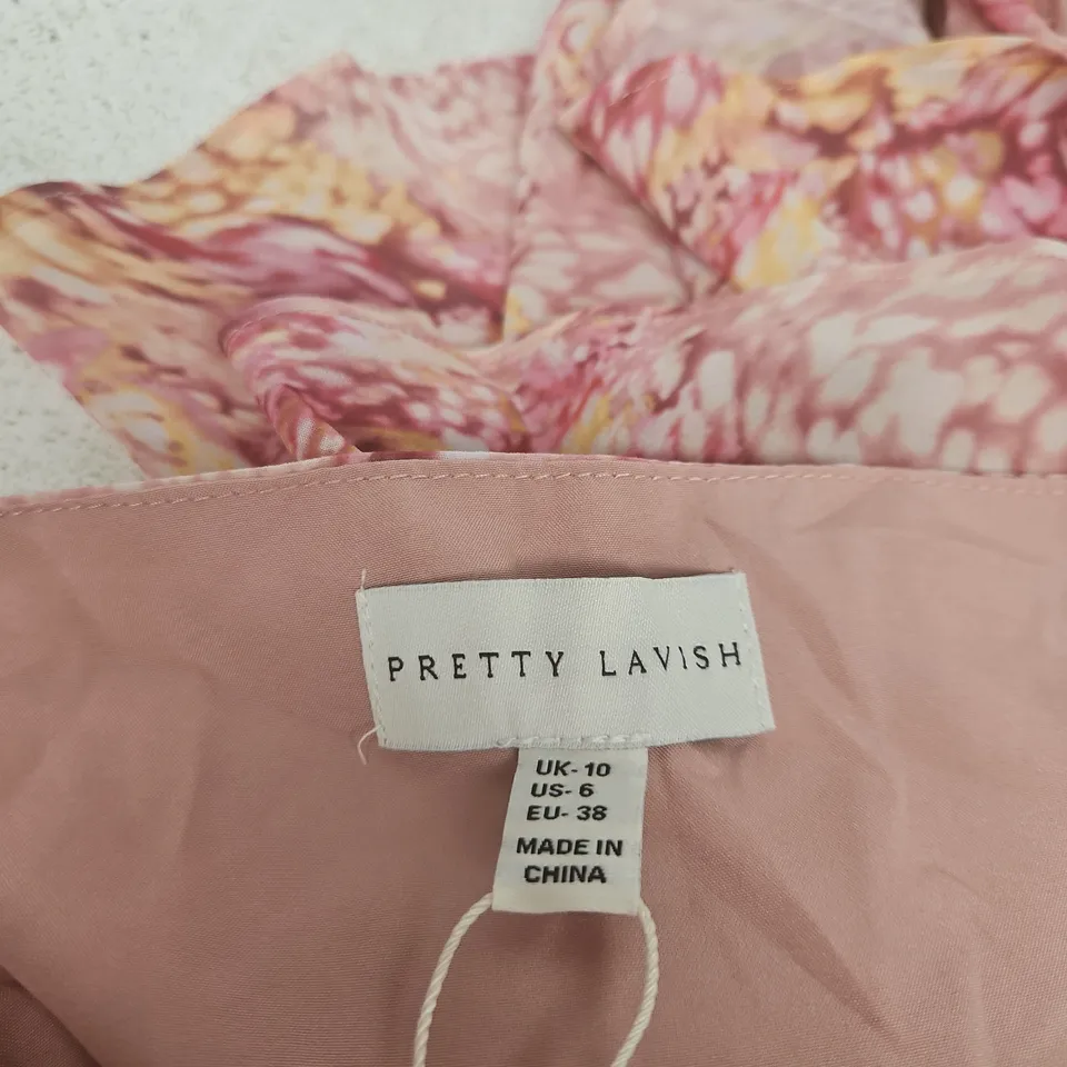 PRETTY LAVISH PINK FLORAL TIERED DRESS – UK 10 (US 6, EU 38)