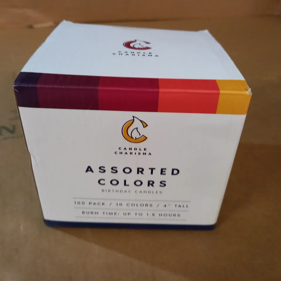 BOX 100-PACK OF 4" BIRTHDAY CANDLES - 10 COLOURS