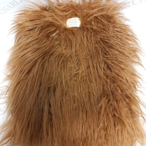 STELLA MCCARTNEY CAMEL MINI TOTE BAG WITH FUR FREE FUR